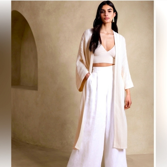 Banana Republic Jasmine Organic Cotton Duster Cardigan Long Sweater Navy XL/XXL - Picture 3 of 16